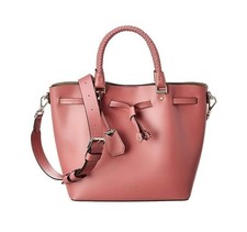 Nuevo bolso cubo Michael Kors para mujer de cuero liso negro rosa