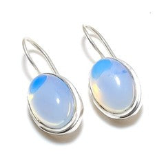 Pendientes de joyería de plata de ley 925 hechos a mano con piedras preciosas de opalita talla 1,20"