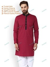 Camisa de moda tradicional india para hombre Kurta larga de algodón Kurta con...