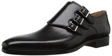Zapatos de boda informales formales triples monjes de cuero negro genuino hechos a mano para hombre