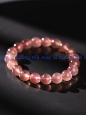 Natürliche 8mm Erdbeer Quarz Perlen Armband Rosa Kristall Stretch Armband 19cm