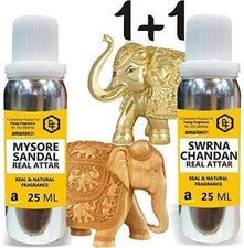 Fragancias Parag Mysore Chandan y Swarna Chandan Attar 25 ml cada una - total 50 ml.