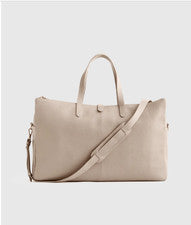 BOLSO DE FIN DE SEMANA NUEVO CON ETIQUETAS QUINCE ITALIANO CUERO TRIPLE COMPARTIMENTO MARRÓN PRECIO DE VENTA SUGERIDO PO