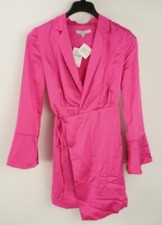 Nuevo Vestido Camisa One One Six Para Mujer S Rosa Satinado Manga Larga Hasta la Rodilla