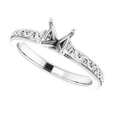 Anillo de compromiso solitario de plata de ley 925 maciza de 5,00 mm con montura semi