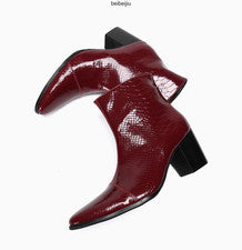 Para hombres Botines Medio Tacón Cubano Cuero Real Trabajo Cremallera Vestido Punta Punta Punta Zapatos