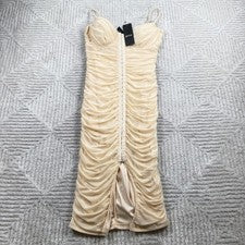 Vestido Corsé ceñido al cuerpo fruncido privado nuevo con etiquetas para mujer mediano crema fiesta noche club