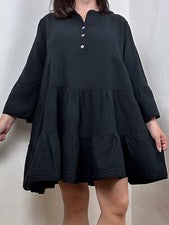 MUSSELIN Sommerkleid Kleid Tunika Schwarz Einheitsgröße Onesize #2024377