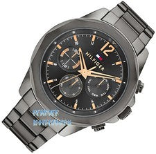 RELOJ NUEVO GENUINO TOMMY HILFIGER 1792061 LARS CAJA EN CAPAS GUNMETAL - 2 AÑOS DE GARANTÍA