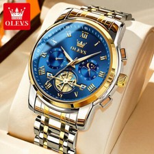 Reloj de pulsera OLEVS cronógrafo para hombre 42 mm acero inoxidable impermeables