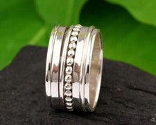 Anillo giratorio hecho a mano de plata de ley 925 banda de meditación anillo todos los tamaños SR248