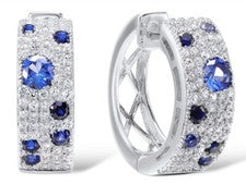 Bisagra de plata 925 criolla con circonitas piedras zafiro azul 18 x 6,3 mm