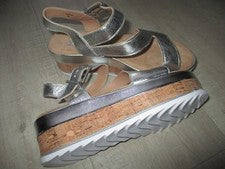 NUEVO MODA EN PELLE Sandalias de Tacón de Cuña Pimienta Elección de Talla - Plateadas Ver desc