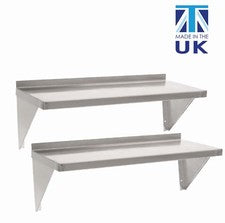 Estante de pared de acero inoxidable para cocinas comerciales (paquete de 2)