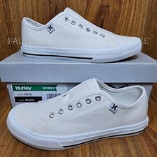 Zapatos deportivos HURLEY Chloe de lona sin cordones para mujer ~ blancos