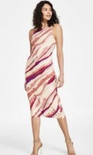 Vestido Vaina Rachel Roy Para Mujer Estampado Sin Mangas MIDI Nectarina Remolino S