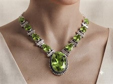 Collar de peridoto verde de plata de ley 925 hecho a mano para mujer joyería de regalo S-18"
