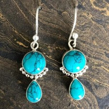 Pendientes colgantes de plata de ley 925 maciza turquesa nuevos para mujer joyería de tendencia