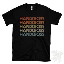 CAMISETA ESTILO RETRO REPETIDO HANDCROSS para hombre y mujer Reino Unido top name regalo