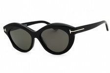 Marco de gafas de sol para mujer Tom Ford TF11 01D ojo de gato negro brillante/humo 55 mm