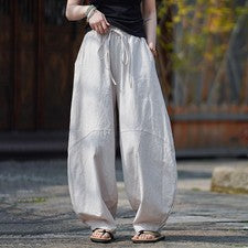 Hombre Algodón y Lino Pierna Ancha Tai Chi Pantalones Nuevo Estilo Chino Pierna Ancha Pantalones