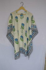 Vestido corto de caftán 100 % algodón estampado de bloques a mano *SIN TARIFA✅0 % CARGA SK-72