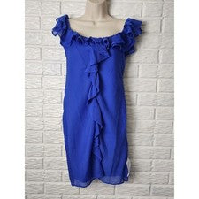 Vestido azul para mujer ASOS Design talla 10 con volantes nuevo con etiquetas forrado con cremallera lateral