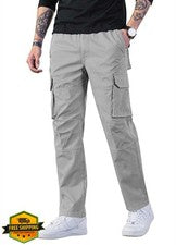 Pantalones de Senderismo HUNGSON Hombres Carga Algodón Cordón Informal Moda
