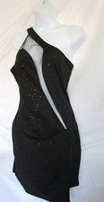 Vestido para mujer talla pequeña manga con correa para el hombro ceñido al cuerpo negro/dorado Chic Me