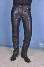 Pantalones de mezclilla de cuero de color negro para hombre, pantalones de cuero con doble cremallera de moda rock para 