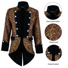 Abrigo de cola para hombre chaqueta brocado dorado gótico steampunk victoriano