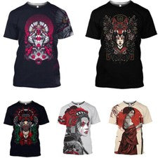 Japón Geisha Streetwear Camiseta Impresa en 3D Hombre Mujer Moda Informal Prendas para el torso