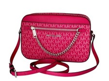 Bolso Bandolera Michael Kors Jet Set Artículo East West Cadena MK Frambuesa Oscura