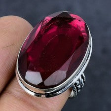 Anillo de joyería de plata de ley 925 con piedras preciosas de amatista talla 8 regalo X-Mas A638
