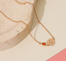Collar de plata maciza 925 brillante, elegante, piedra de nacimiento inicial para mujer