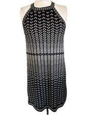Nuevo con etiquetas Vestido Max Studio Espalda Corredora Talla Mediana Para Mujer Negro Blanco Hasta la Rodilla