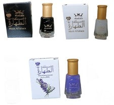 Mezcla de 3 piezas X 6 ml Tahara Musk para mujer blanco, negro, lavanda perfume aceite de almizcle