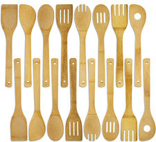 Juego de 16 piezas de utensilios de cocina de bambú, cucharas de madera espátula para cocinar, antiadherente Na