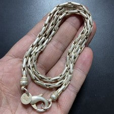 Collar étnico hecho a mano Nepal antiguo de plata cadena trenzada plateada vintage