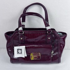 Bolso de hombro Anne Klein para mujer Borgoña imitación cuero cocodrilo nuevo con etiquetas