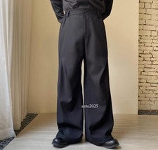 Para hombres Moda Otoño Informal Suelto Volantes Traje Pantalones Juvenil Fiesta Negro Pantalones