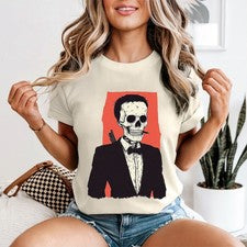Camiseta gráfica Skeleton Suit Personaje Mujer Estilo Macabro
