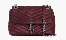 Nuevo Bolso de Hombro Rebecca Minkoff Para Mujer Edie Cuero Acolchado Granate