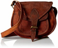 Bolso bandolera de hombro mensajero vintage de cuero marrón genuino para mujer
