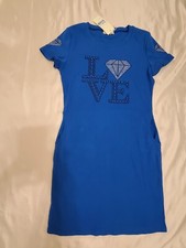 Vestido informal Julia para mujer talla L M azul con cuentas bordado bolsillos fiesta noche