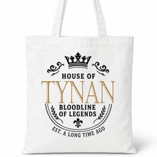 Bolso de Mano TYNAN Family Apellido Casa de Algodón Blanco