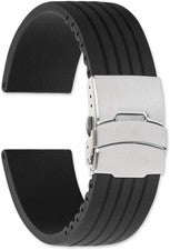 Correa de reloj de goma de silicona Ullchro negra de 20 mm, 22 mm o 24 mm vendedor de EE. UU. + bonificación