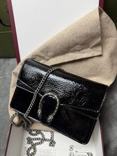 Bolso Bandolera Gucci Dionysus Mini de Hombro Negro Charol Nuevo