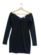 Vestido casual de mujer H&M manga larga elegante negro talla 36 poliéster