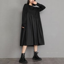 Nuevo Vestido Para Mujer Retro Mangas Largas Asimétrico Informal Suelto Moda Vestido Fiesta